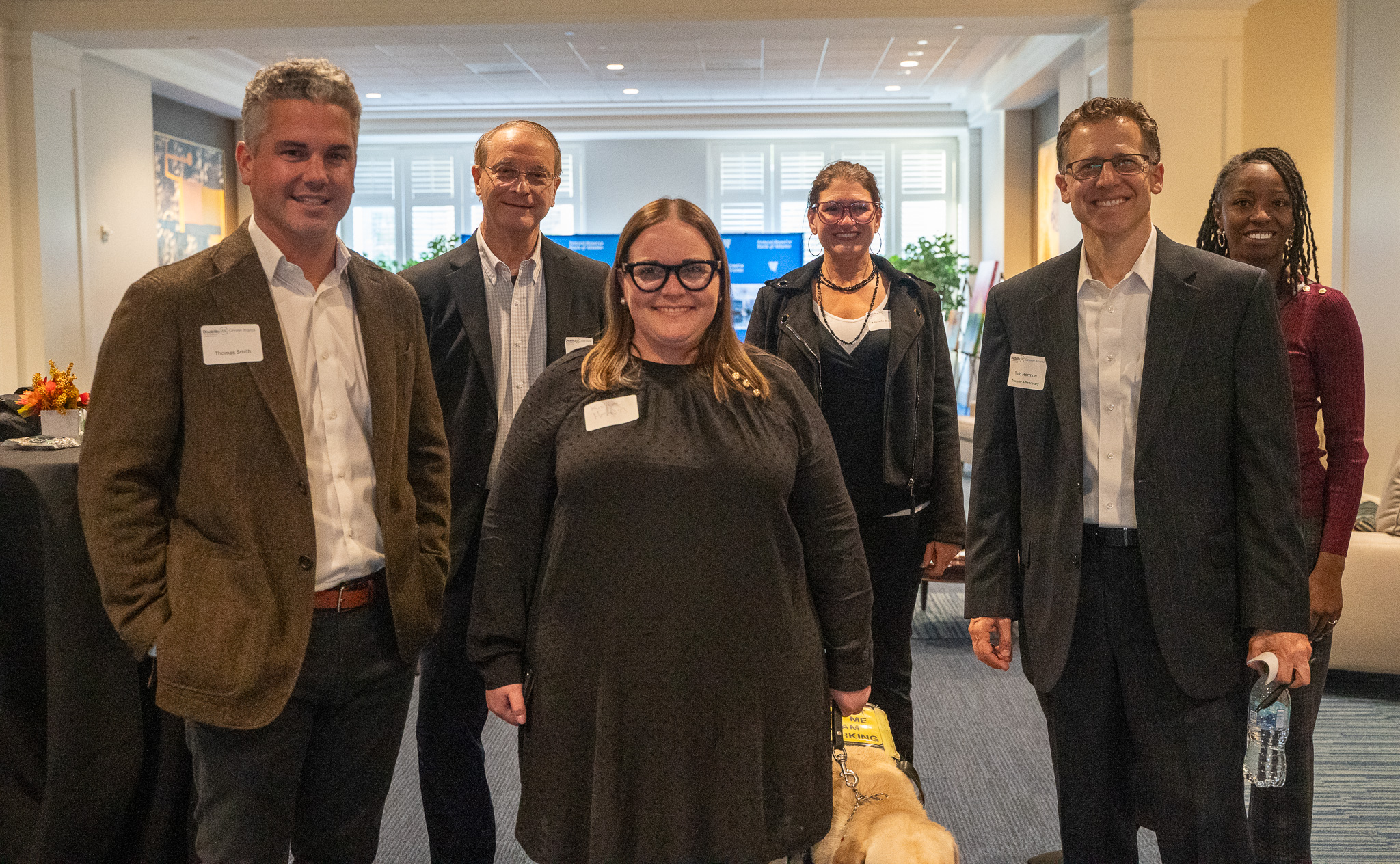 BDI Speakers Bureau Members--Thomas Smith, Katie Hern with her guide dog, Todd Hermon, Laurin McSwain, Michele Blondheim, Shamicka Demery